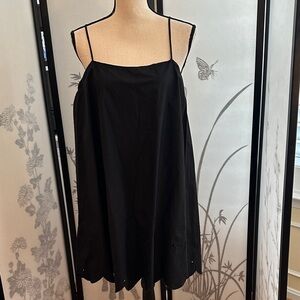 Zara Black Scalloped-Hem Spaghetti Strap Tunic